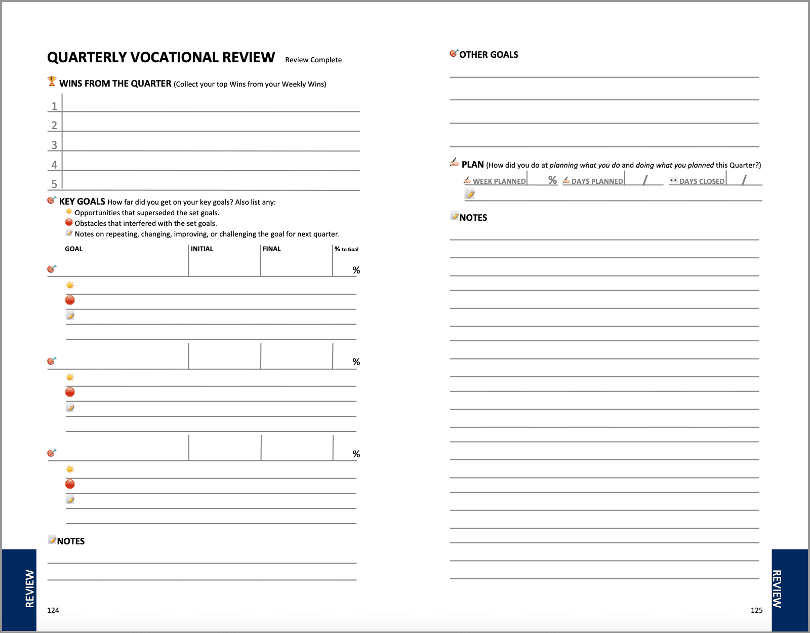 Quarterly Vocational Review Pages from the Victorious Planner